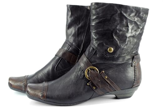 Lady elegance leather boots on white