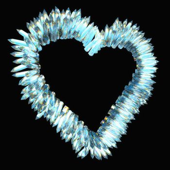  jealousy and sharp love: crystal heart shape over black