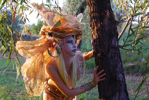 Forest fairy girl face and body paint