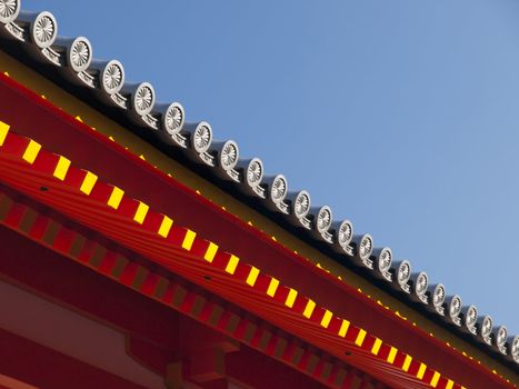Details of Kyoto Imperial Palace roof .