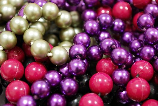 Plastic pearls necklace close detail