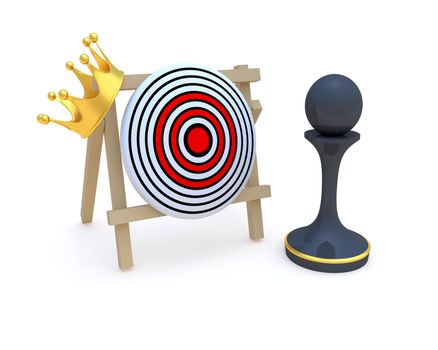 Pawn and target, success concept, abstract illustration