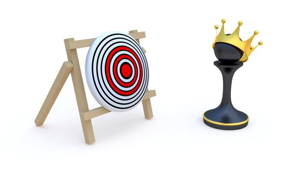 Pawn and target, success concept, abstract illustration