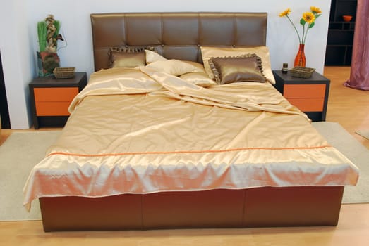 New modern bedroom with bed and chest