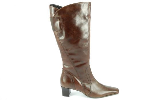 Woman brown tall leather boot