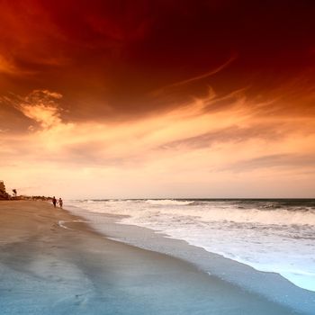 landscape ocean sunrice golden sky