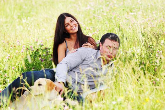 two lovers on grass field