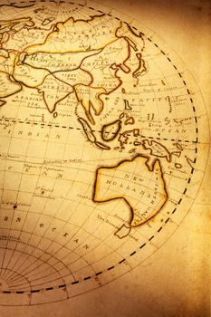 Part of old world map, showing Indian Ocean and Australia. Focus is on Australia. Map is from 1811 and is out of copyright.