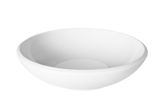 White porcelain pasta or soup bowl, isolated on white with clipping path provided.
