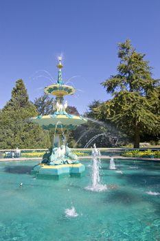 The restored Peacock Fountain in Hagley Park, Christchurch, New Zealand