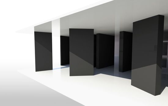 Gallery Interior with vertical black patition