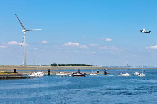 Holiday on Dutch lake. Sailing competition. Netherlands