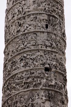 Column of Marcus Aurelius details in Rome, Italy.  It was completed in 193 AD to honour the Roman Emporer.