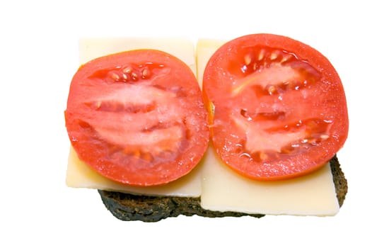 Sandwich with bread,  cheese and slice tomatoes