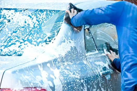 cleaning car by clean car care service