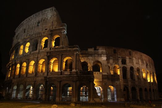 The Colosseum in Rome, Italy.  Built completed in 80 AD.  It was built by the Emperors Vespasian and Titus.
