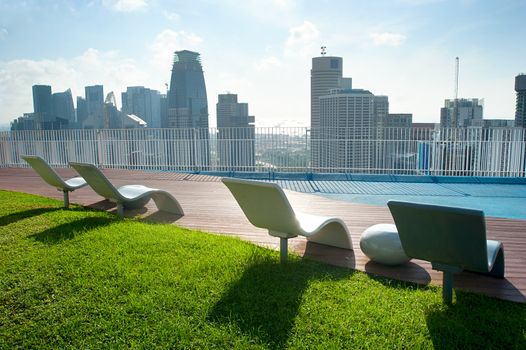 Deckchair on top of Singapore skyscraper