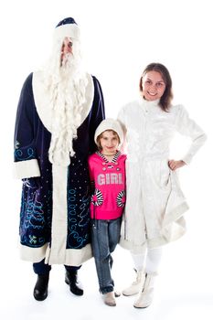 Santa Claus, a granddaughter and a beautiful little girl