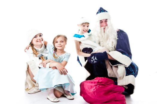 Santa Claus, a granddaughter and a beautiful little girl