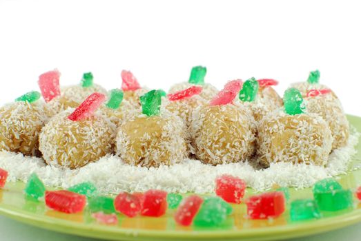 Sweet coconut ball cookie with jelly
