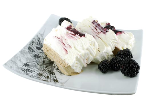 Ice cream with blackberry isolated