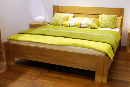 New modern bedroom with bed and pillows