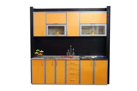 New modern orange kitchen isolated