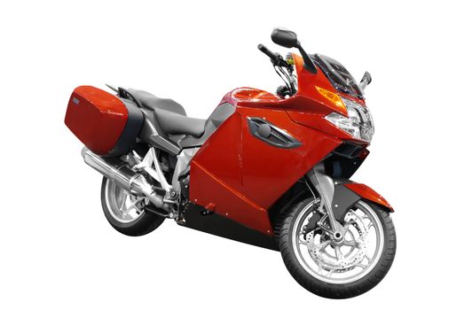 Fast red motorbike isolated on white
