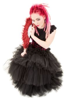 picture of bizarre pink hair girl with fan