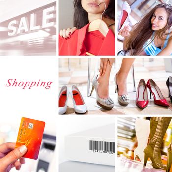 Shopping collage. Concept composed of different images that made in shop