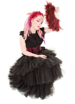 picture of bizarre pink hair girl with fan