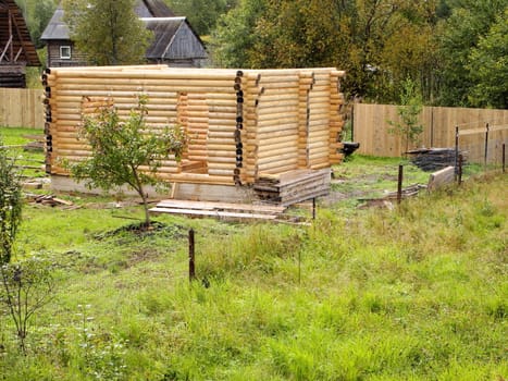 construction of the wooden building
