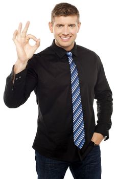 Great work done, keep up. Casual businessman gesturing in style