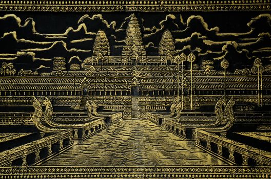 painted image of angkor wat in cambodia