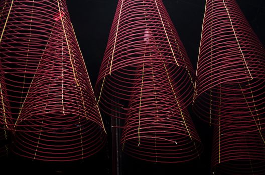 traditional incense coils in chinese temple