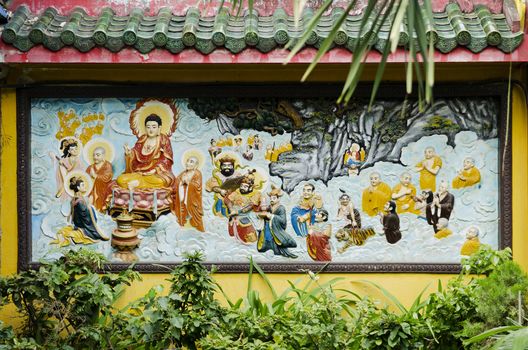 mural in chinese temple ho chi minh saigon vietnam