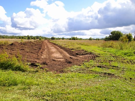 construction of the road through the field