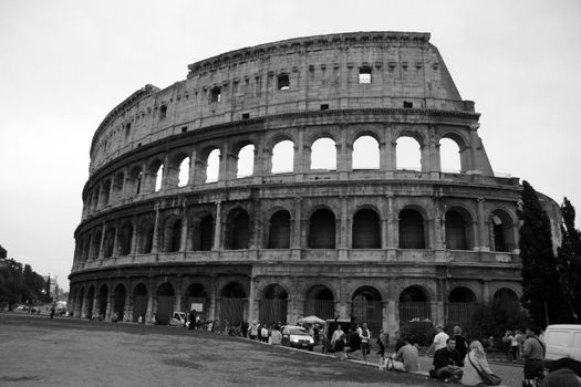 The Colosseum in Rome, Italy.  Built completed in 80 AD.  It was built by the Emperors Vespasian and Titus.
