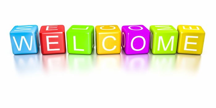 An image of a colorful welcome dice banner