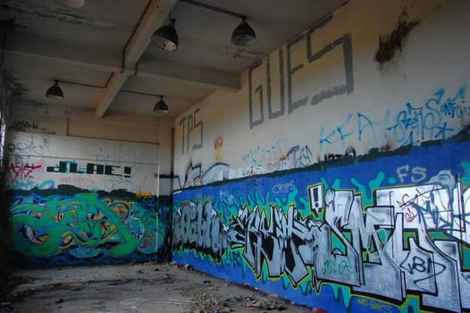 Graffiti at the room of abandoned power station