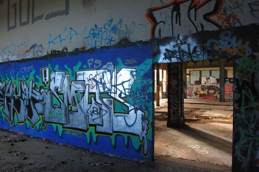 Graffiti on the walls of abandoned power station