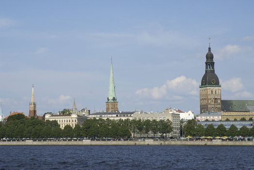 view of riga old town skyline latvia