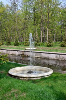Fragment of  fountain in  lower park, Peterhof, Russia.