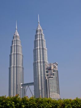 KUALA LUMPUR - DECEMBER 15: The Petronas Twin Towers are the world's tallest twin towers. The skyscraper height is 451.9m. December 15, 2010, in Kuala Lumpur, Malaysia