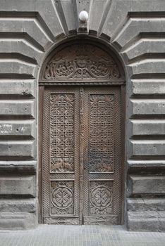 traditional carved wood door in yerevan armenia