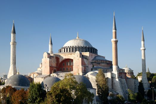 hagia sophia mosque exterior in istanbul turkey