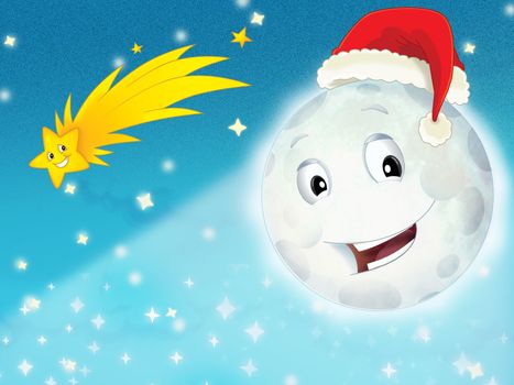The beautiful christmas illustration with many different elements