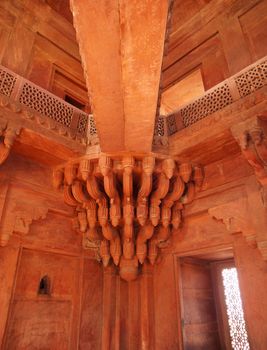Part of pillar of Diwan-i-khas in the Fatehpur Sikri, Agra district, India