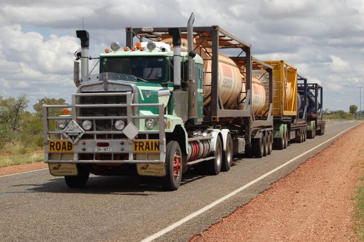 Road train in Australian outback