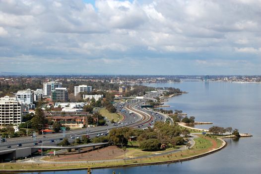 Road near city center, Perth, Western Australia